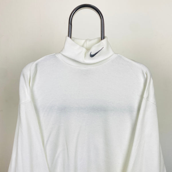 Vintage Nike Roll Neck Sweatshirt White Large