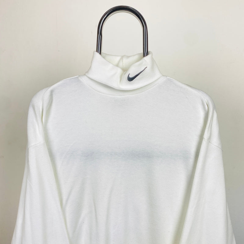 Vintage Nike Roll Neck Sweatshirt White Large