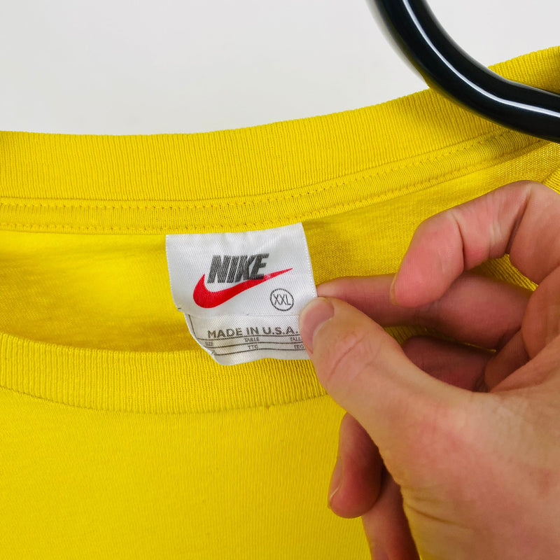 Vintage Nike Swoosh T-Shirt Yellow XXL