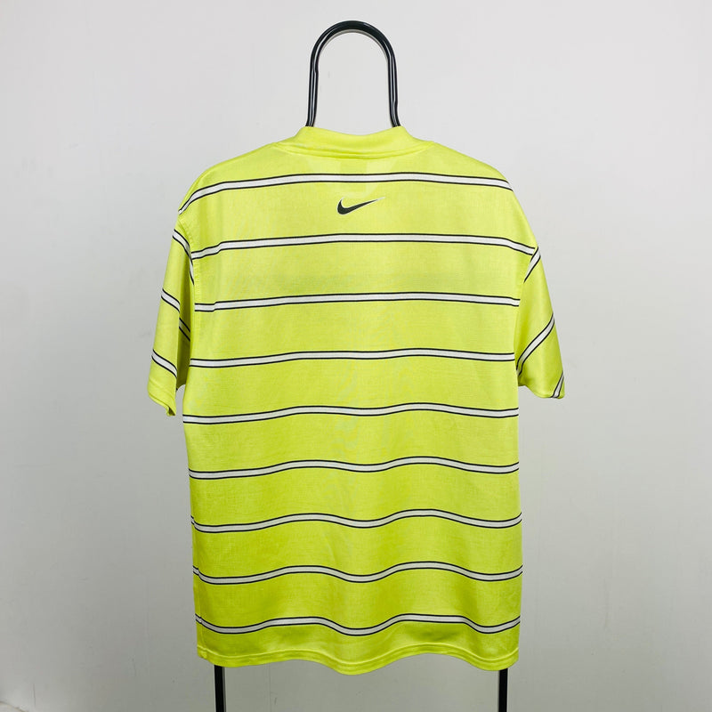 Vintage Nike Striped T-Shirt Yellow Medium