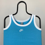 Vintage Nike Cropped Vest T-Shirt Baby Blue Medium