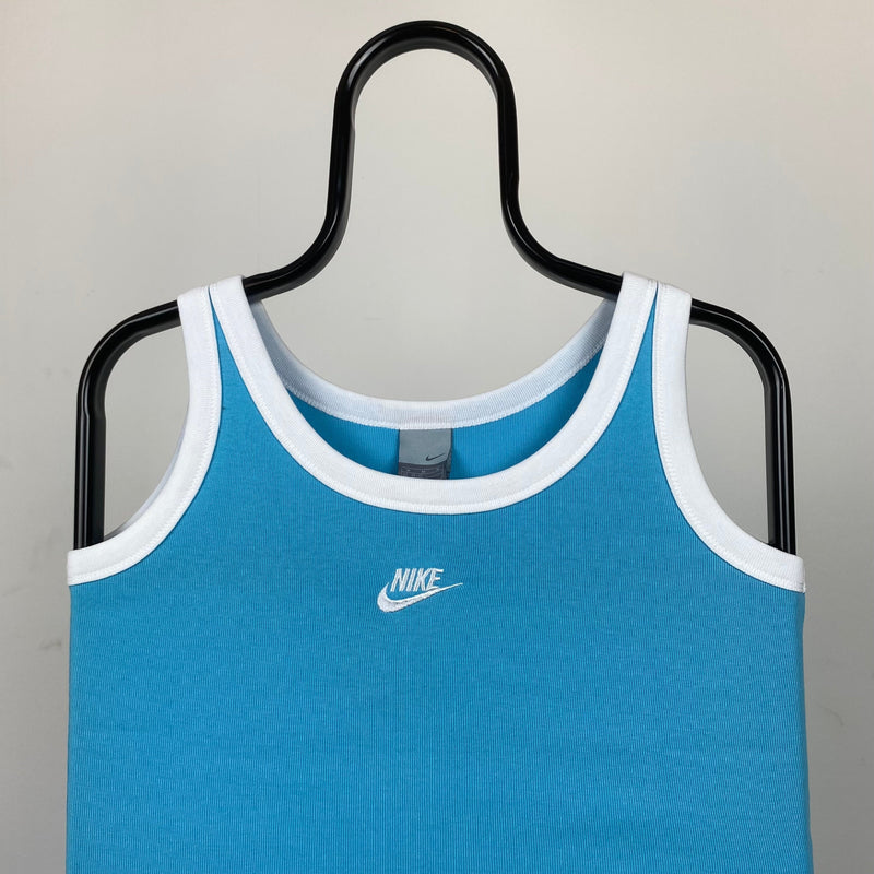 Vintage Nike Cropped Vest T-Shirt Baby Blue Medium