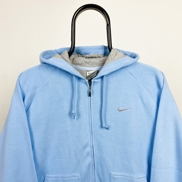 Vintage Nike Zip Hoodie Baby Blue Large