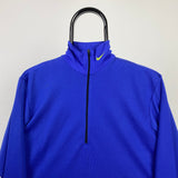 Vintage Nike Dri-Fit 1/4 Zip Sweatshirt Blue XL