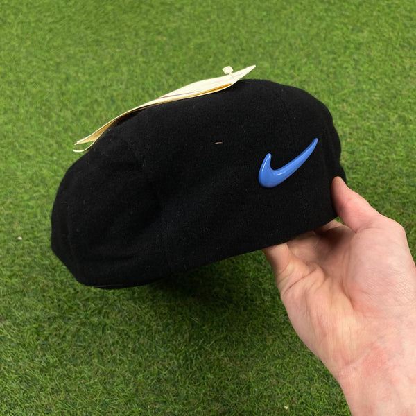 Vintage Nike Beret Flat Cap Hat Black