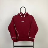 Vintage Nike Centre Swoosh Hoodie Red XS