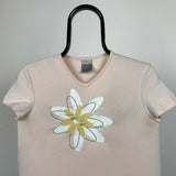 Vintage Nike Flower T-Shirt Pink Small