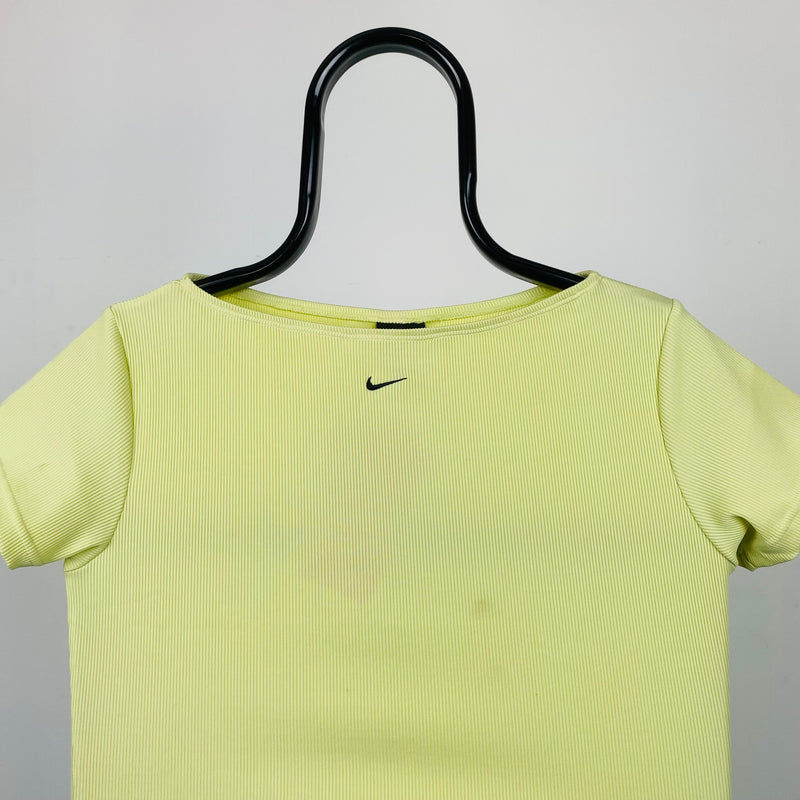 Vintage Nike Ribbed Crop T-Shirt Pastel Green Large