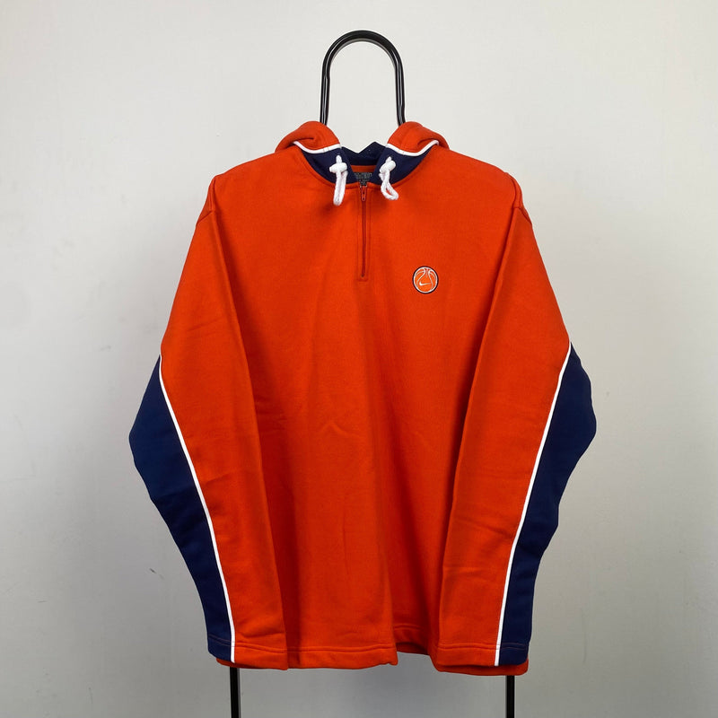 Vintage Nike 1/4 Zip Hoodie Orange XL