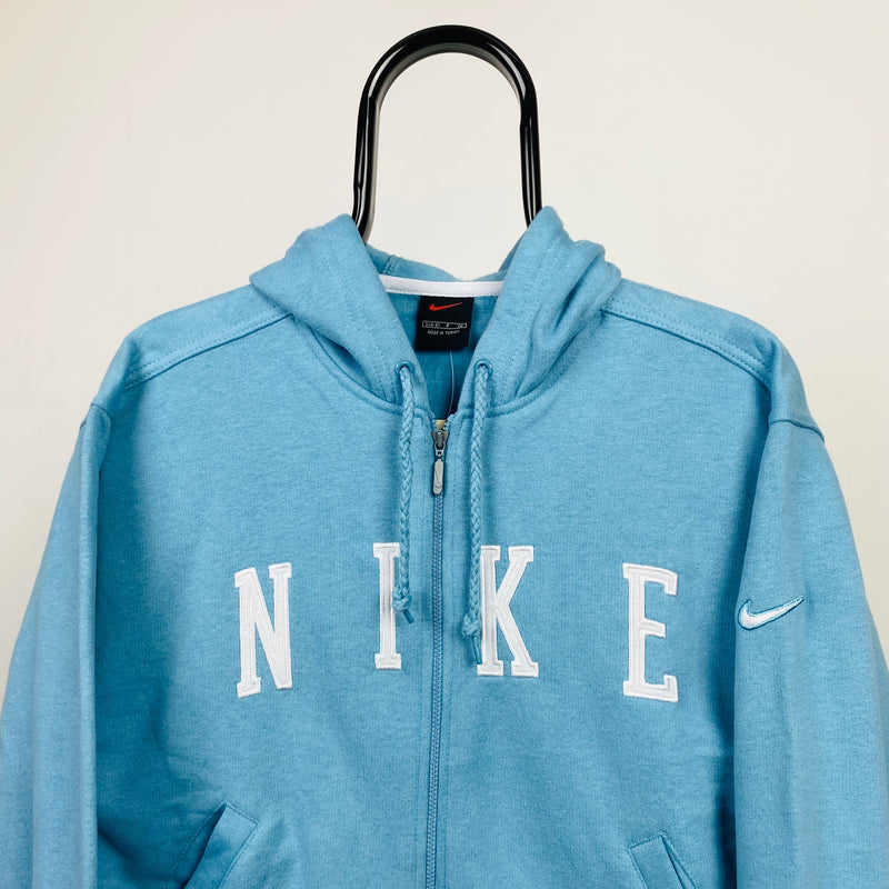 Vintage Nike Zip Hoodie Blue Large