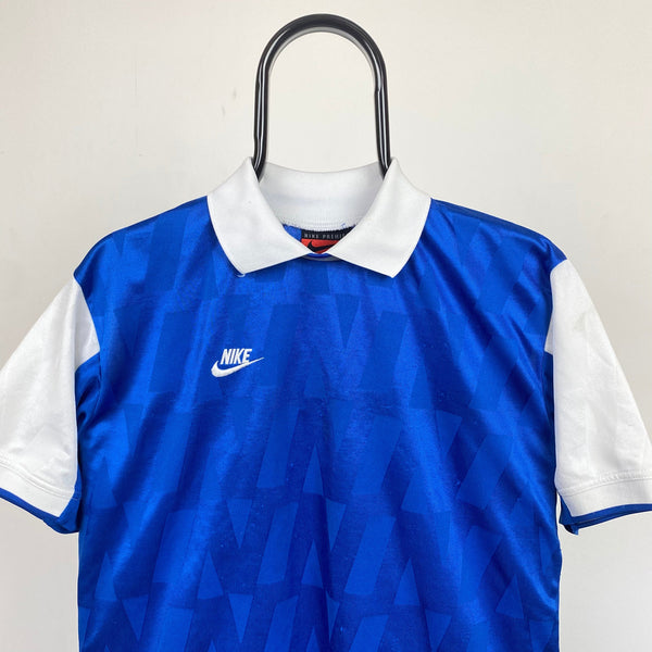 Vintage Nike Football Shirt T-Shirt Blue Small