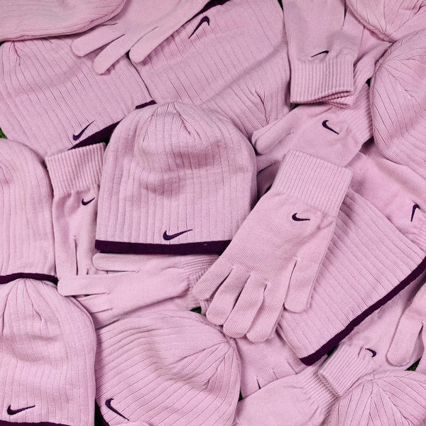 Vintage Nike Beanie Hat And Gloves Pink