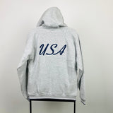 Vintage Nike USA Zip Hoodie Grey Small