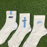 Vintage Nike Socks 3 Pack White Blue