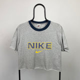 Vintage Nike Cropped T-Shirt Grey Small