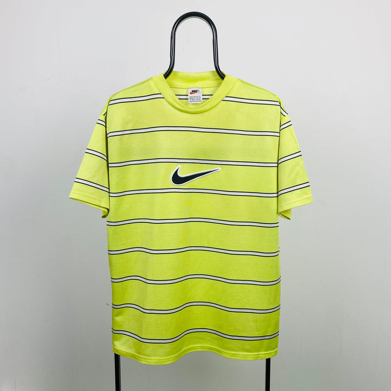 Vintage Nike Striped T-Shirt Yellow Medium