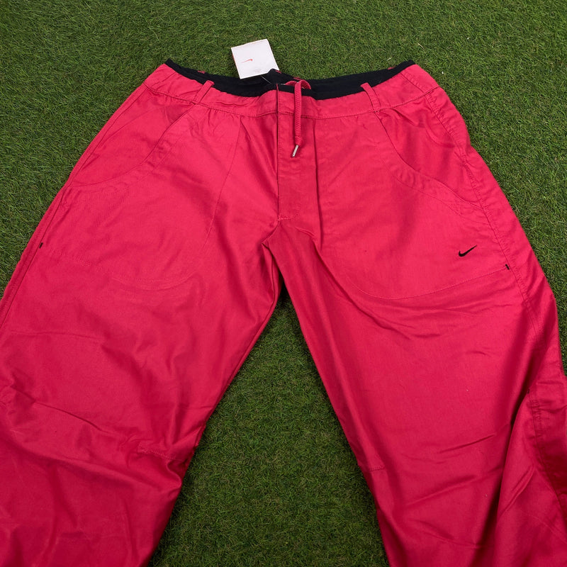 Vintage Nike Parachute Cargo Joggers Pink Red Medium