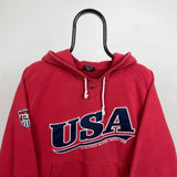 Vintage Nike Centre Swoosh Hoodie Red Medium