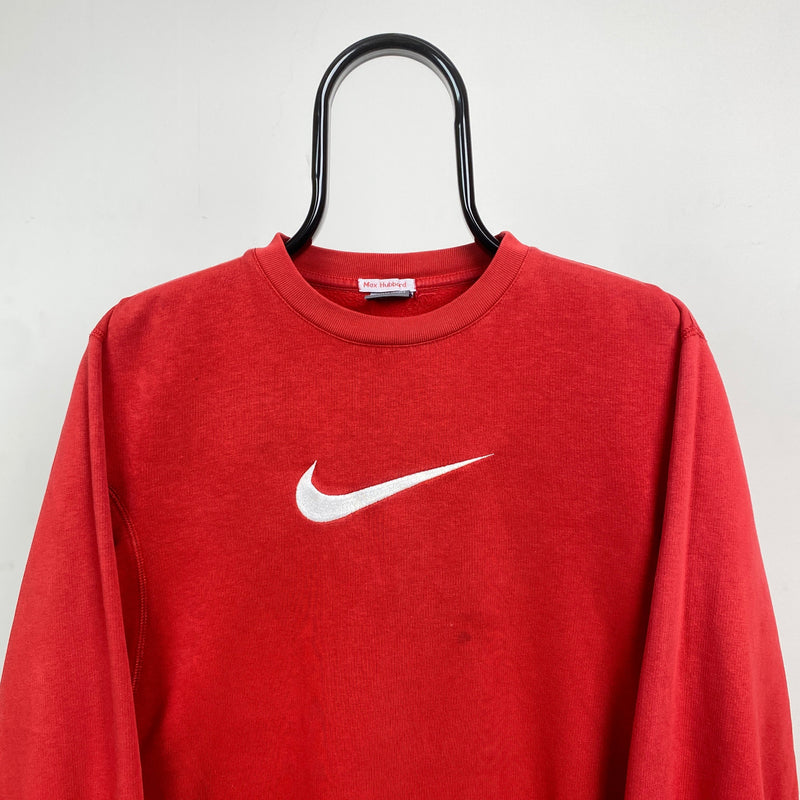 Vintage Nike Swoosh Sweatshirt Red XS