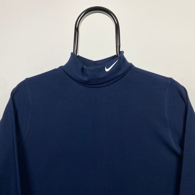 Vintage Nike Mock Neck Sweatshirt Blue XS