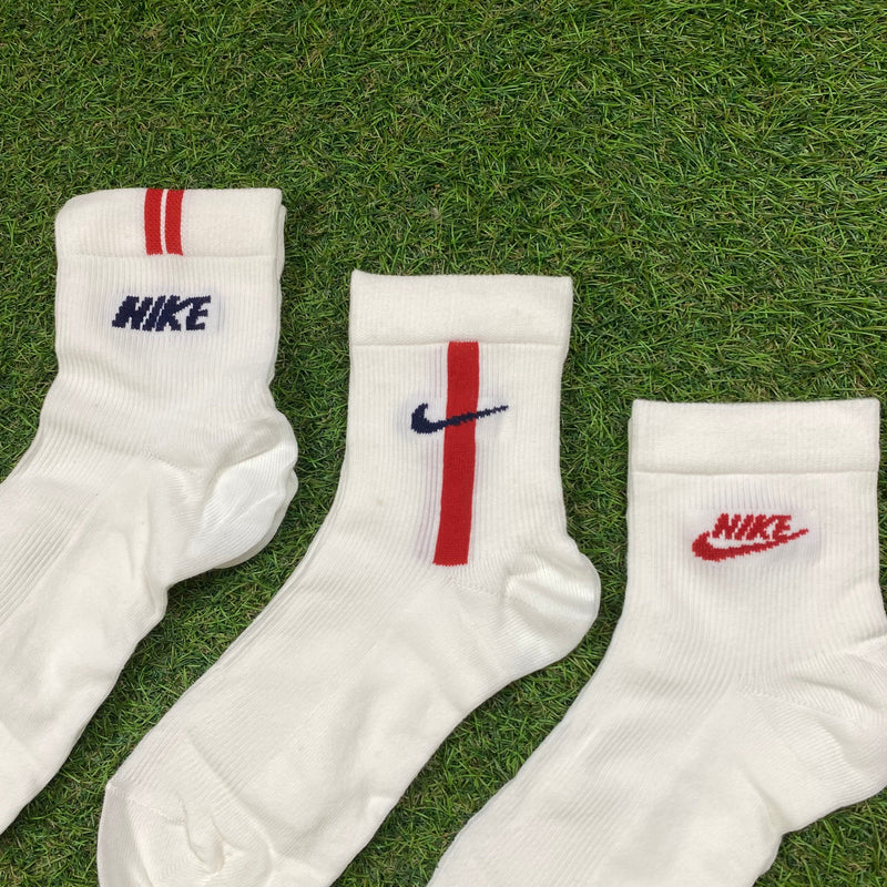 Vintage Nike Socks 3 Pack White Red