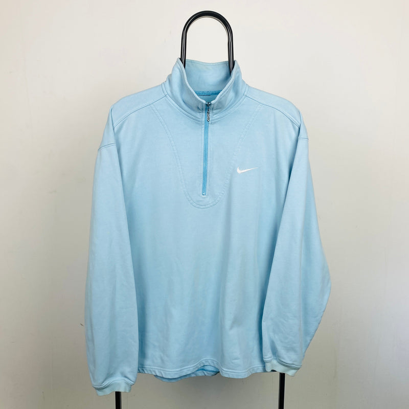 Vintage Nike 1/4 Zip Sweatshirt Baby Blue XL