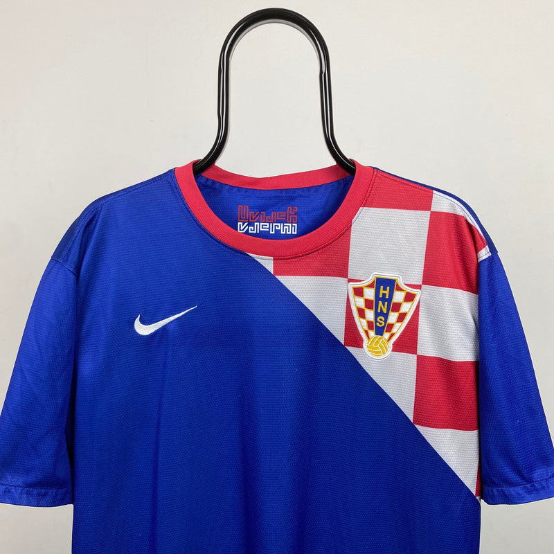 Vintage Nike Croatia Football Shirt T-Shirt Blue XL