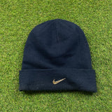 Vintage Nike Swoosh Beanie Hat Blue