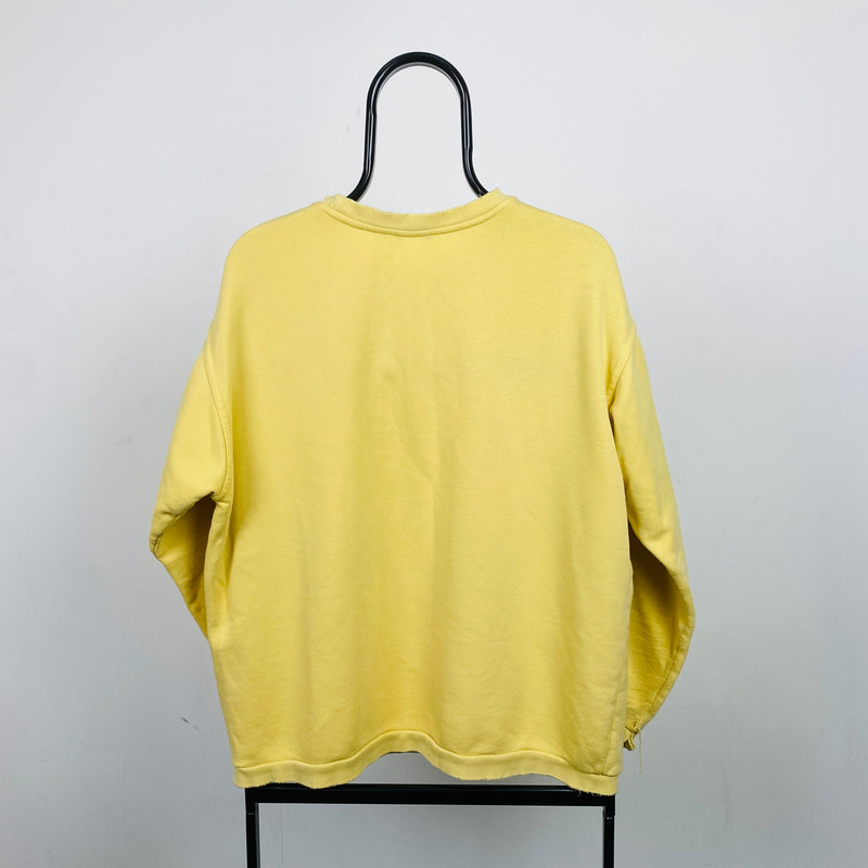 Vintage Nike Thrashed Sweatshirt Lemon Yellow Medium