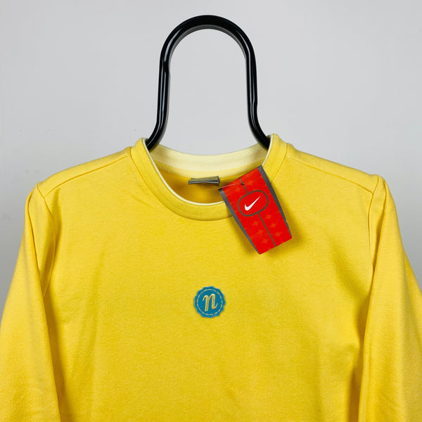 Vintage Nike Cropped Sweatshirt Yellow XXS