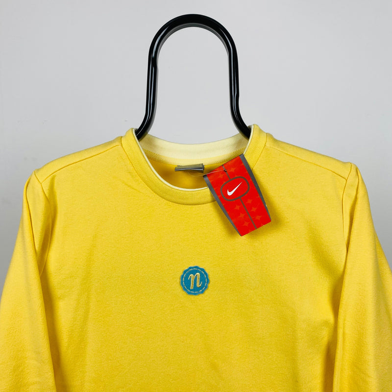 Vintage Nike Cropped Sweatshirt Yellow XXS