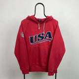 Vintage Nike Centre Swoosh Hoodie Red Medium