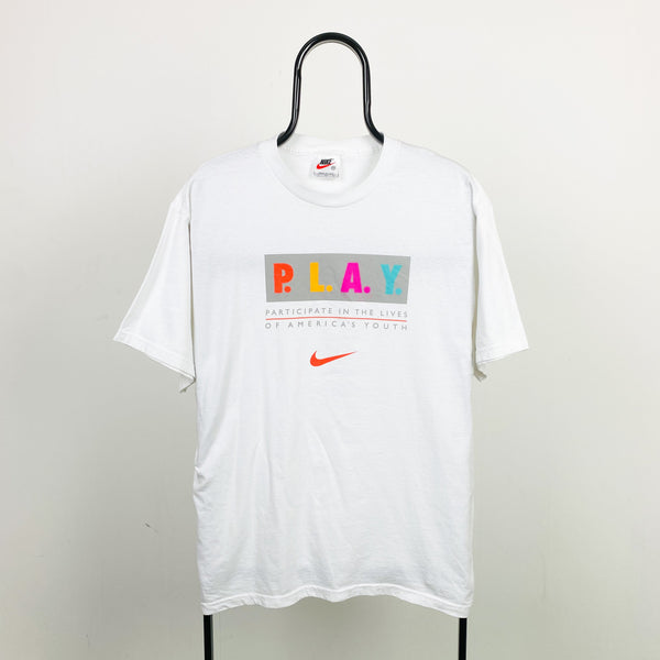 Vintage Nike PLAY T-Shirt White Medium