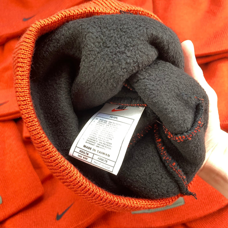 Vintage Nike Fleece Beanie Hat Red Orange