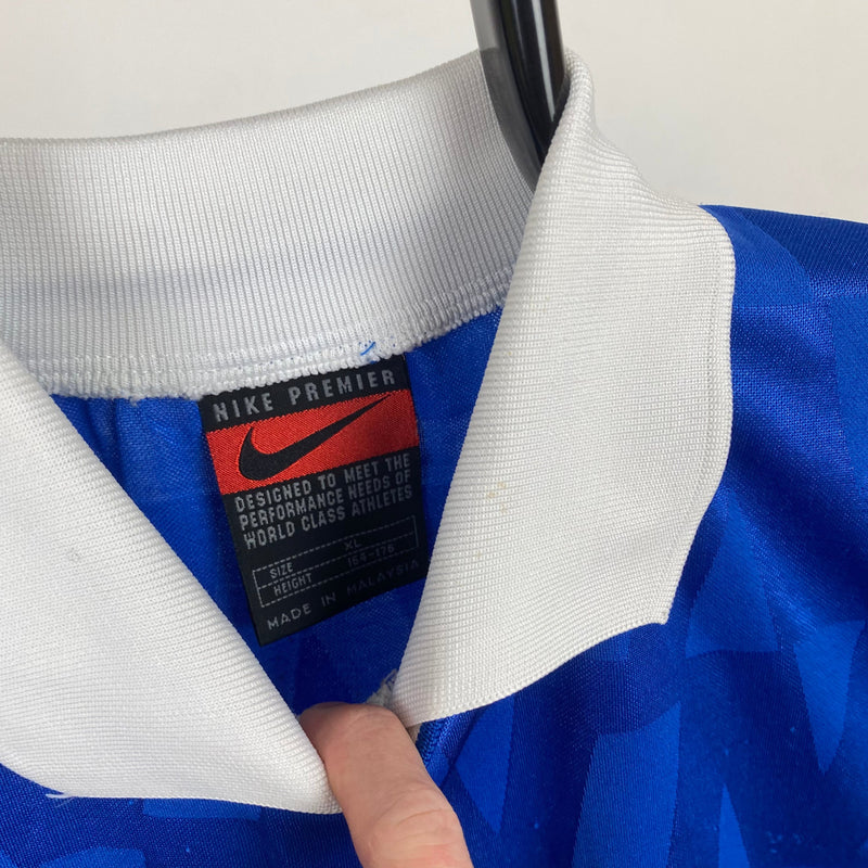 Vintage Nike Football Shirt T-Shirt Blue Small