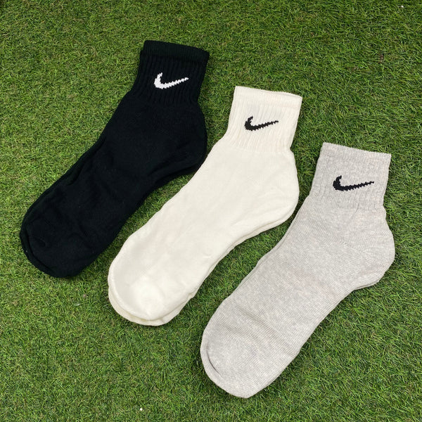 Vintage Nike Socks 3 Pack Grey Blue Black