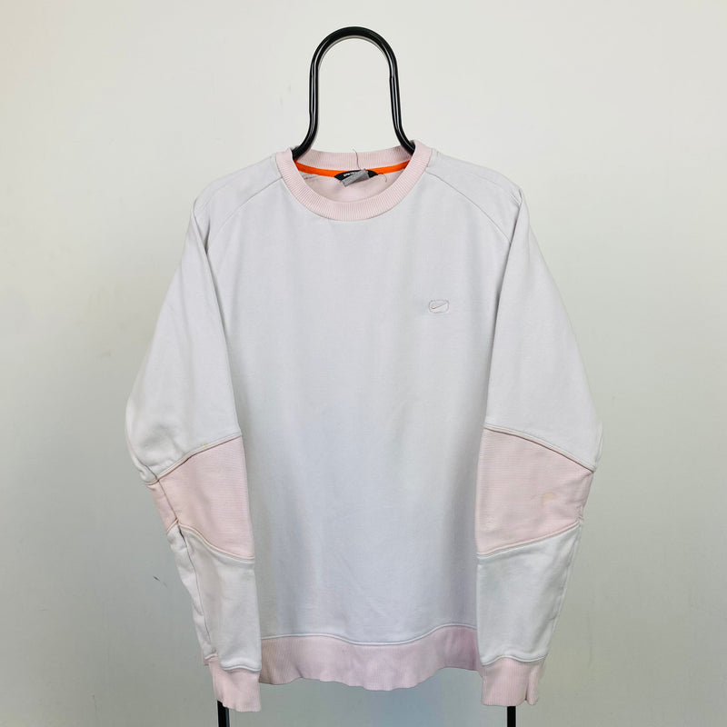 Vintage Nike Sweatshirt White Pink Large