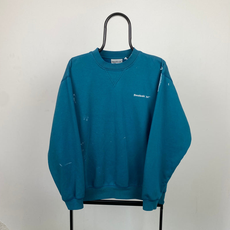 Vintage Reebok Paint Sweatshirt Green Small