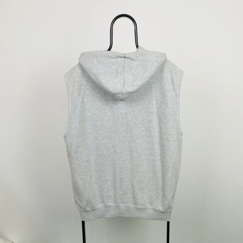 Vintage Nike Sleeveless Hoodie Grey Large