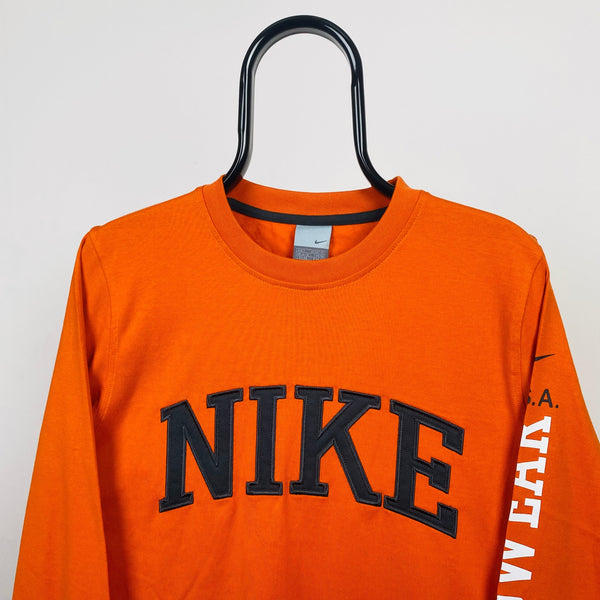 Vintage Nike Long Sleeve T-Shirt Orange Small