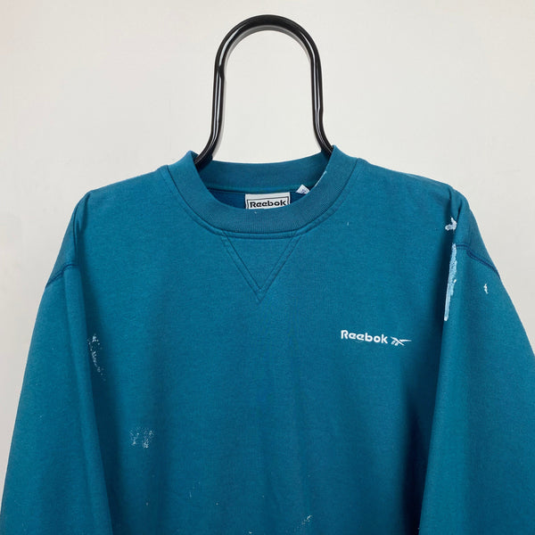 Vintage Reebok Paint Sweatshirt Green Small