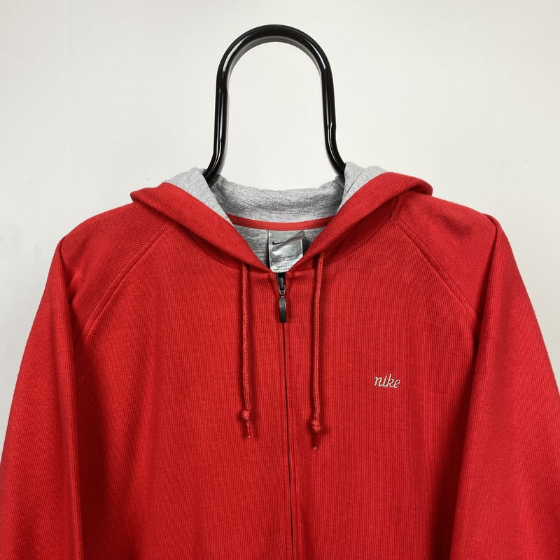 Vintage Nike Zip Up Hoodie Red Medium