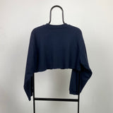 Vintage Reebok Cropped Sweatshirt Blue Large