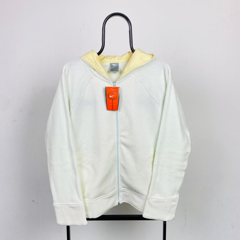 Vintage Nike Teddy Fleece Hoodie Cream White Large