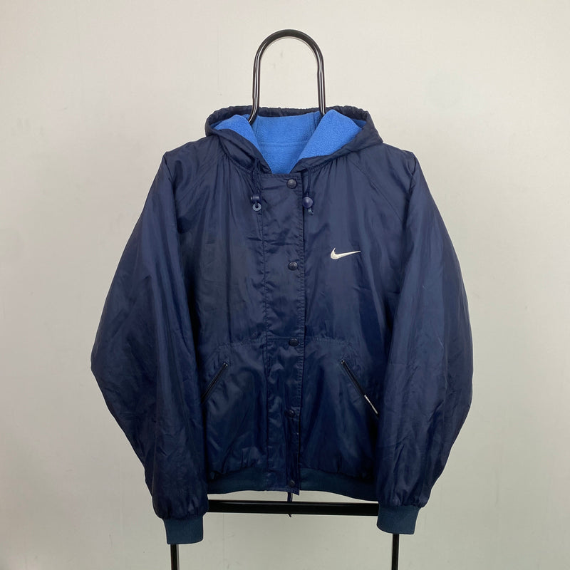 Vintage Nike Reversible Fleece Coat Jacket Blue Medium