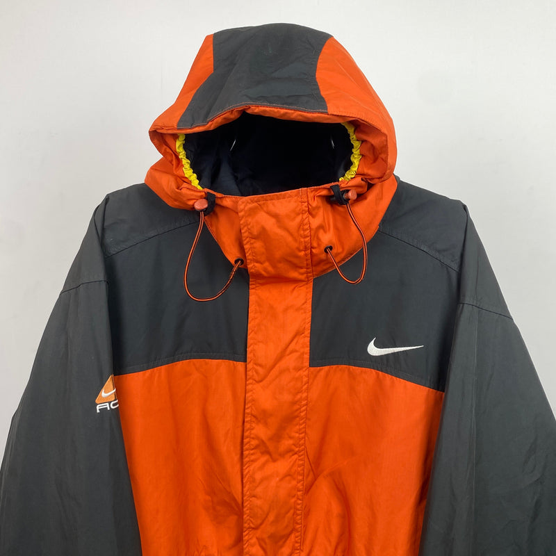 Vintage Nike ACG Packable Coat Jacket Orange Large