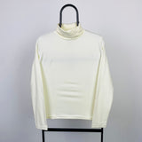 Vintage Nike Mock Neck Sweatshirt Cream Brown Medium