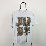 Vintage Nike Just Do It T-Shirt Grey Medium