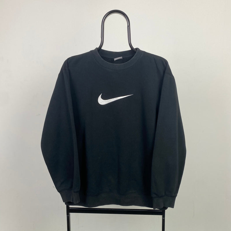 Vintage Nike Swoosh Sweatshirt Black Small