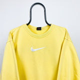 Vintage Nike Thrashed Sweatshirt Lemon Yellow Medium